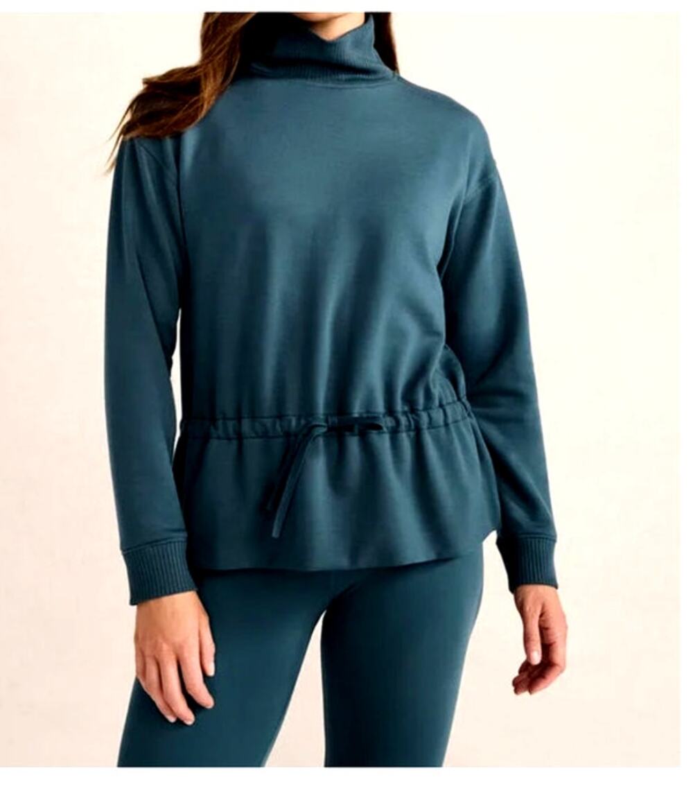 Haven Well Within Fleece Drawstring Waist Mock Neck Sweatshirt Neptune Women's S